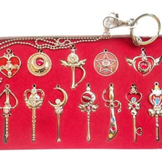 Touirch Anime Sailor Moon Key Chain Birthday Gift Necklace Pendant Cosplay Accessories Toy Set (silver)