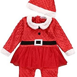 Newborn Girl Boy Christmas Santa Costume Romper Hat 2Pcs Outfit Set Baby Clothes