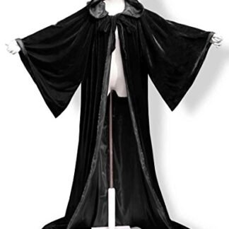 ANGELWARDROBE Halloween Robe Wizard Cloak Wicca LARP LOTR Black-Black 1XL