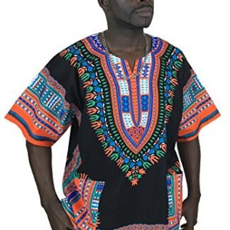 Vipada's Dashiki Shirt African Top Men's Dashiki Black and Orange L