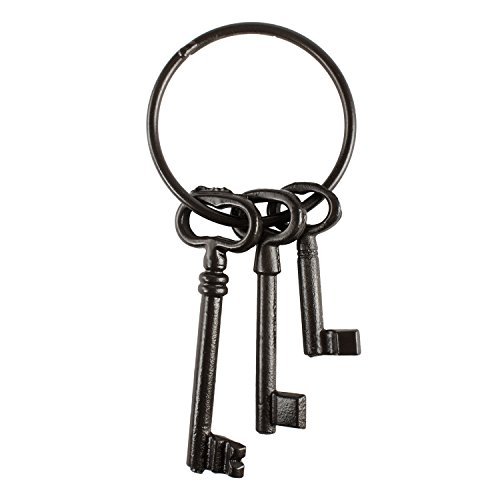 Pirate Treasure Chest Keys Set – Cast Iron Skeleton Key Ring Antique Style Costume Party Prop