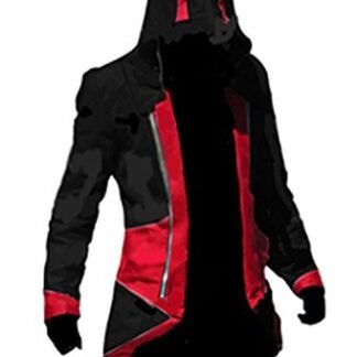 Fantasycart Connor Kenway Costume Hoodie Costume Jacket Coat Black&Red Size L