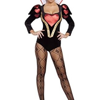 2 Piece Alice in Wonderland Queen of Hearts Rhinestone Romper Costume