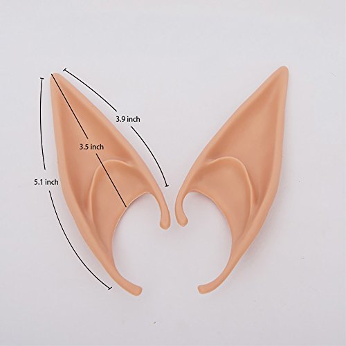 YOHEE Cosplay Elf Ears Large Fairy Pixie Pointed Ear Tips Anime Party Dress Up (Deep Color) - Image 2