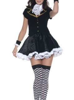 Women’s Sexy Mad Hatter Costume – Totally Mad, Black/White, Small