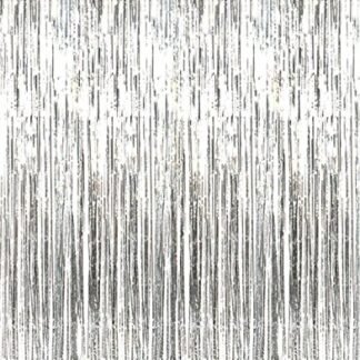 Metallic Silver Foil Fringe Curtains 3 Feet X 8 Feet Pkg/2
