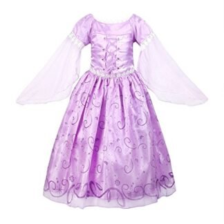 ReliBeauty Little Girl’s Mesh Sleeve Princess Fancy Dress Costume (7, Lavender)