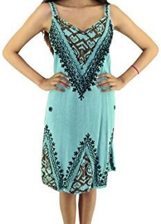 Fashion Island Women's Acid Wash Embroidered Dress (Blue2)