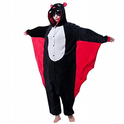 ABING Halloween Pajamas Homewear OnePiece Onesie Cosplay Costumes Kigurumi Animal Outfit Loungewear,Bat Adult XL -for Height 175-183CM