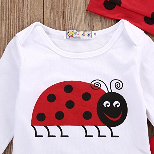 3pcs Cute Infant Baby Boys Girls Animal Long Sleeve Romper Tops+ Pants+ Hat Outfits Set (0-6 Months, Ladybug) - Image 2