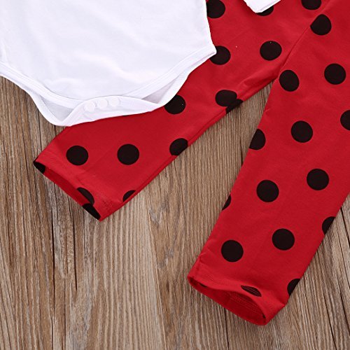 3pcs Cute Infant Baby Boys Girls Animal Long Sleeve Romper Tops+ Pants+ Hat Outfits Set (0-6 Months, Ladybug) - Image 5