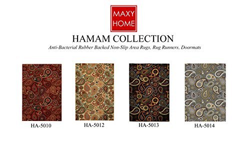 Anti-Bacterial Rubber Back AREA RUGS Non-Skid/Slip 3×5 Floor Rug | Ivory Paisley Floral Indoor/Outdoor Thin Low Profile Living Room Kitchen Hallways Home Decorative Traditional Rug - Image 6