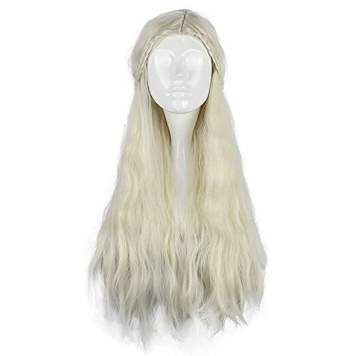 Daenerys Targaryen Wig Long Blonde Curly Braid Hair Fluffy Cosplay Wigs