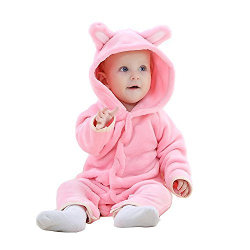 MICHLEY Baby Girls Boys Romper Bear Style Jumpsuit Autumn&Winter Costume Pink-100