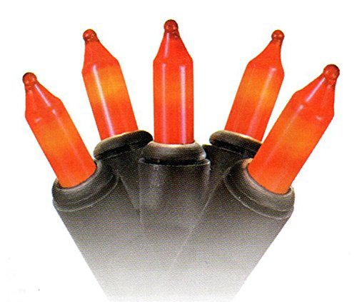 Northlight Mini Halloween or Christmas Lights with Black Wire, Orange, Set of 100
