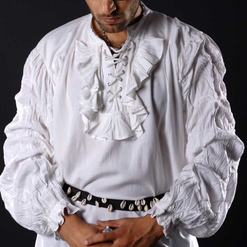 Pirate Gothic Renaissance Medieval Costume Shirt (XXX-Large, White)