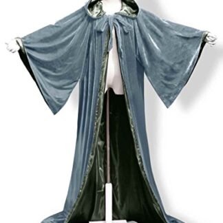 ANGELWARDROBE Halloween Robe Wizard Cloak Wicca LARP LOTR Gray-D-Green 1XL