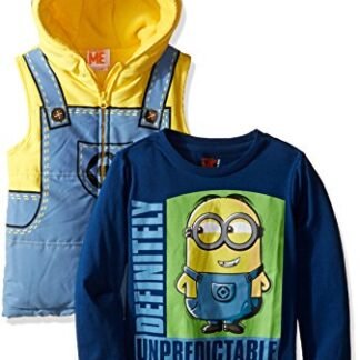 Universal Little Boys' 2 Piece Minions Tee and Costume Hooded Vest, Blue, 5