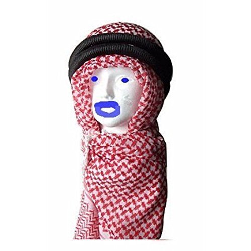 Authentic Large Middle Eastern Arab Kafiya Keffiyeh with Aqel Rope by Bethlehem Gifts TM (Red/White)
