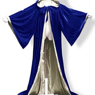ANGELWARDROBE Halloween Robe Wizard Cloak Wicca LARP LOTR Blue-Gold 6XL
