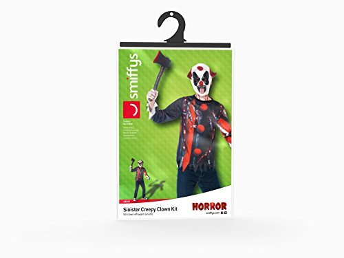 Smiffy’s Teen Boys’ Sinister Creepy Clown Kit, Top and Latex Mask, Sublimation Print, Halloween, Size S, Ages 14+, 44344 - Image 5