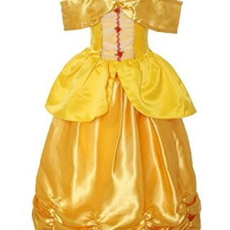 ReliBeauty Little Girls Princess Belle Costume Sleeveless Layered Dress up, Yellow, 5