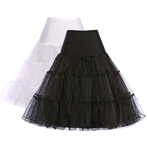 Women Petticoat Skirt 50s Dress Tutu Half Slips (Small, 2-Pack)