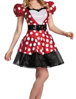 Disguise Women's Disney Mickey Mouse Glam Minnie Costume, Red/White/Black, Large/12-14