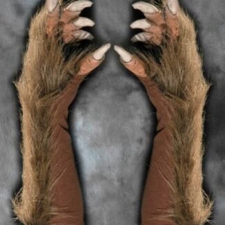 Zagone Wolf Gloves, Brown Werewolf Fingers Faux Fur, Gloves