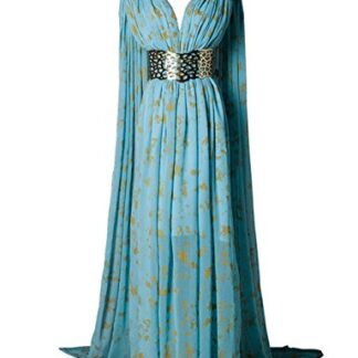 O-O Cosplay Womens Blue Long Dress Dinner Dress Halloween Cosplay Costume (Woman-L, Blue)