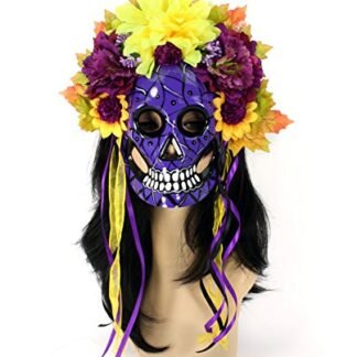 Women's Day of the Dead Mask with Flower Crown, Purple