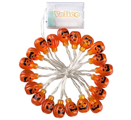 Velice Battery Operated LED Fairy String Lights 3D Pumpkin 20 LED Lights Halloween Christmas Decoration Lights (Pumpkin Light) - Image 3