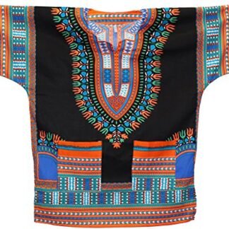 Traditional Thailand Style Dashiki - Available in Several Color Combinations (Black with Orange & Red)