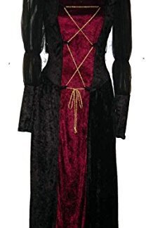 CH01466 Small 5-7, Black & Wine Renaissance Lady Velvet Dress