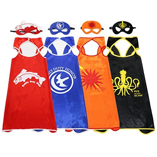 Lylan Capes and Masks for Game of Thrones Party Game Costume Adults and Kids (Set of 4)