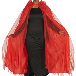 Red Hooded Womens Plus Mesh Cloak