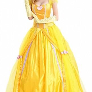 ONTBYB Adult Size Princess Belle Costume Beauty and The Beast Cosplay Halloween Party Show Dress 2 M