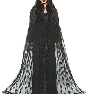Women’s Velvet and Skull Mesh Cape – 63″