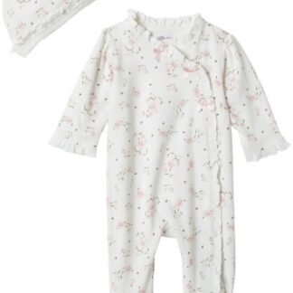 Little Me Baby Girls' Footie and Hat, Ivory Print, Newborn