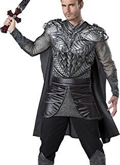 Fun World Men's Dark Medieval Knight Costume, Silver/Black, Medium