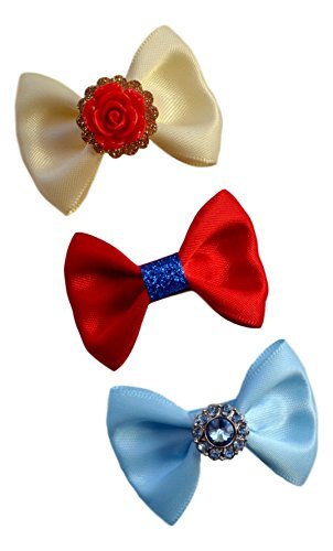 Princess Hair Clips Set of 3 Barrettes By Funny Girl Designs (Alligator Clip Set, Belle, Snow White & Cinderella)