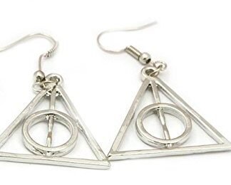 Harry Potter Silver Deadly Hallows Logo Earring Dangles In Gift Box from Outlander