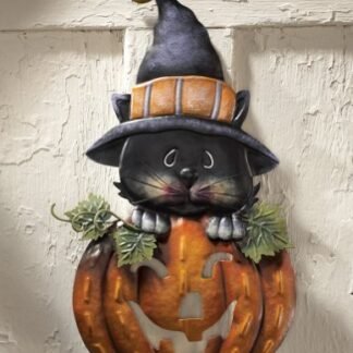 3 X Pumpkin & Kitty Metal Halloween Door Decoration