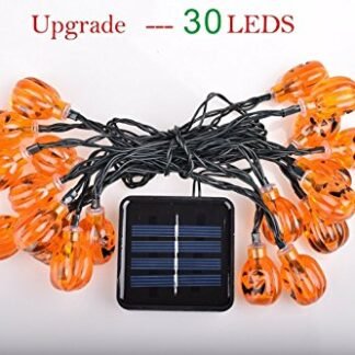 SPARIK ENJOY Outdoor Waterproof Solar Operated LED Fairy String Lights 30 Orange Pumpkin Leds Halloween Decoration Light with LED Can Choose Flashing Style (Solar 3D Pumpkin)