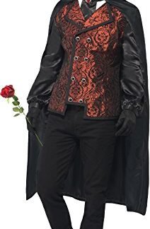 Smiffy's Men's Dark Opera Masquerade Costume, Cape, Mock Shirt, Mask, Gloves and Faux Rose, Carnival of the Damned, Halloween, Size L, 24574