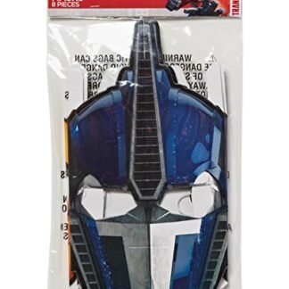 Mighty Transformers Birthday Party Paper Mask Favour, Pack Of 8, Yellow/Black , 10 13/16" X 7 5/16", Paper