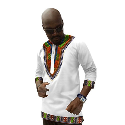 Men 's Blouses Dashikis Shirts Tops Cotton Long Sleeve African Traditional Tribal wyn79 7 L