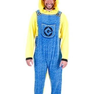 Despicable Me Minion Adult Union Suit Costume Pajama Onesie with Hood (Adult Large)