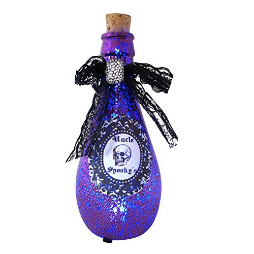 Color-Changing Lighted Mercury Glass Witchs Potion Bottle Halloween Decoration