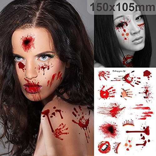 Halloween Supplies Scab Bloody Makeup Zombie Tattoos Terror Wound Scary Bloody Sticker by Artiz